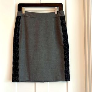 Loft Pencil Skirt Gray with Lace
